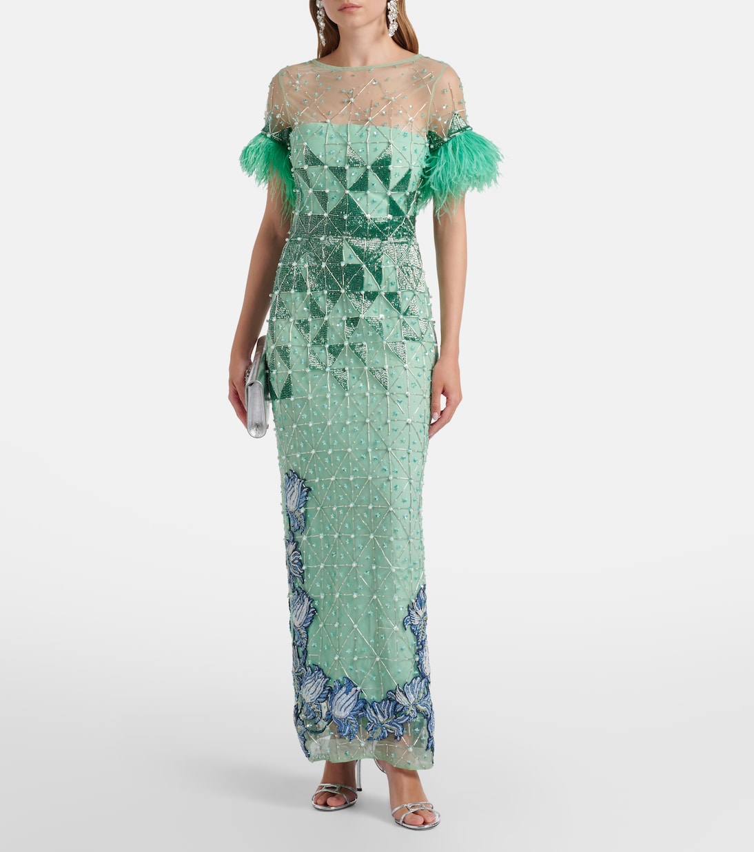 Embellished feather-trimmed gown | Là Fuori