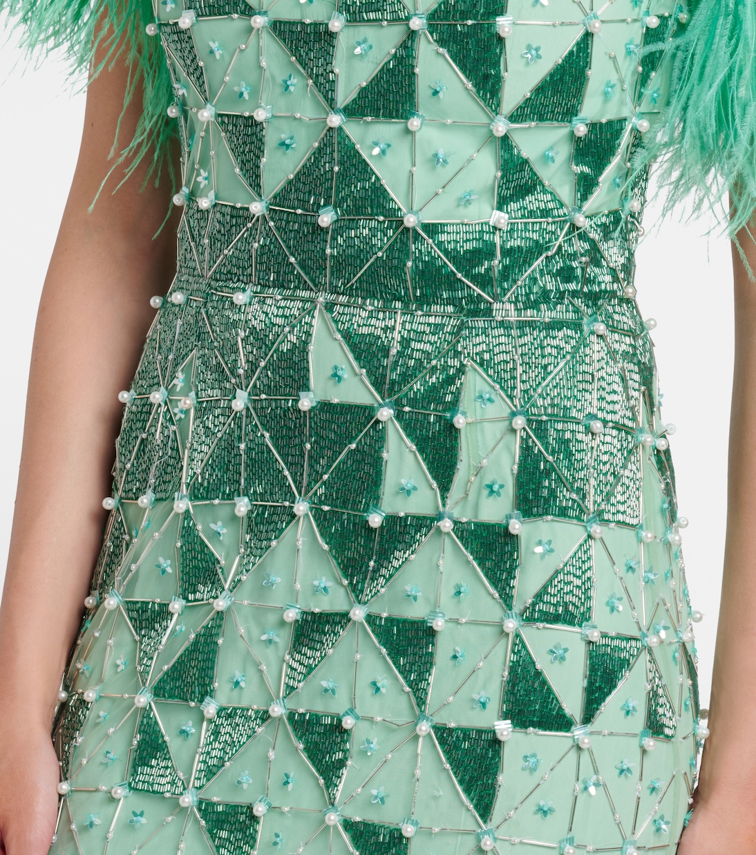 Embellished feather-trimmed gown | Là Fuori