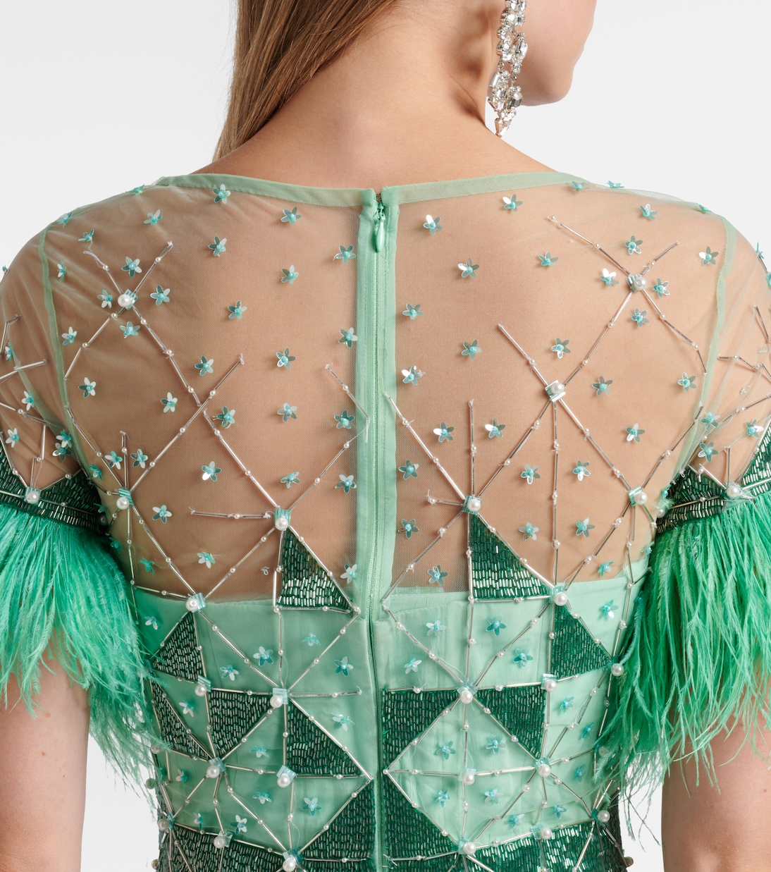 Embellished feather-trimmed gown | Là Fuori