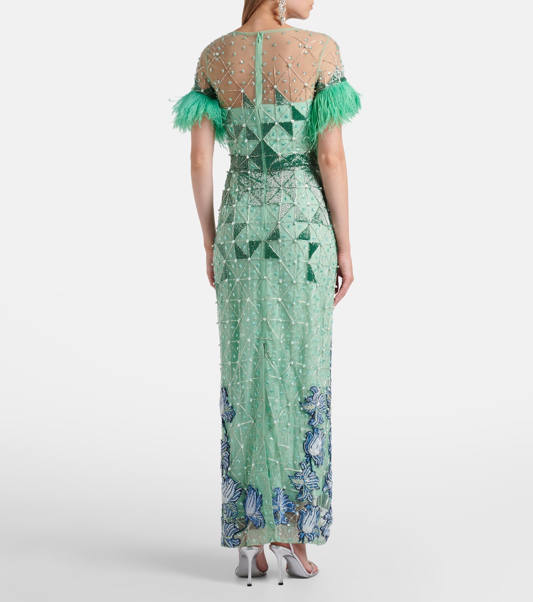 Embellished feather-trimmed gown | Là Fuori