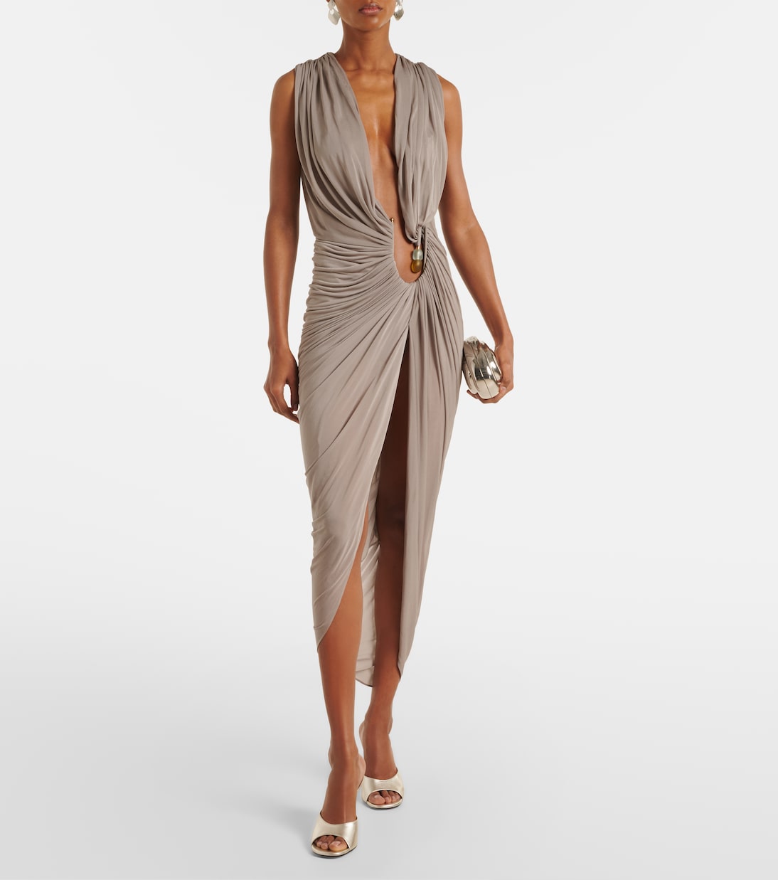 Vestido de fiesta Ripple de jersey drapeado adornado | Christopher Esber