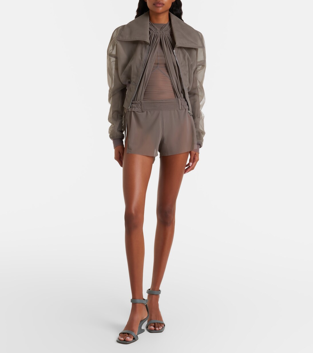 Dracucollar tulle and organza bomber jacket  | Rick Owens