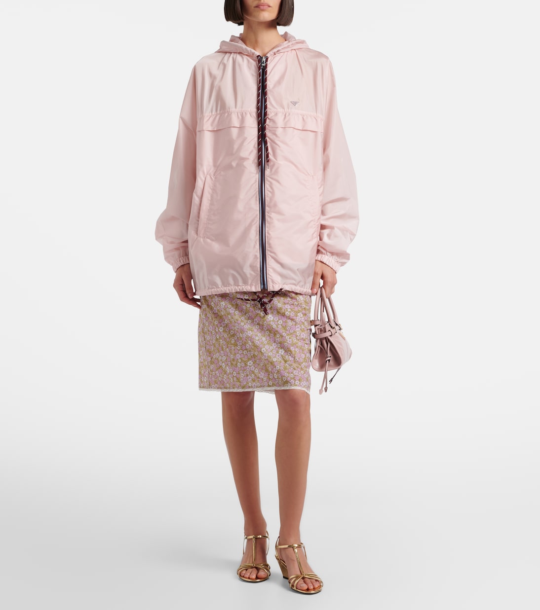 Metallic leather wedge sandals | Prada