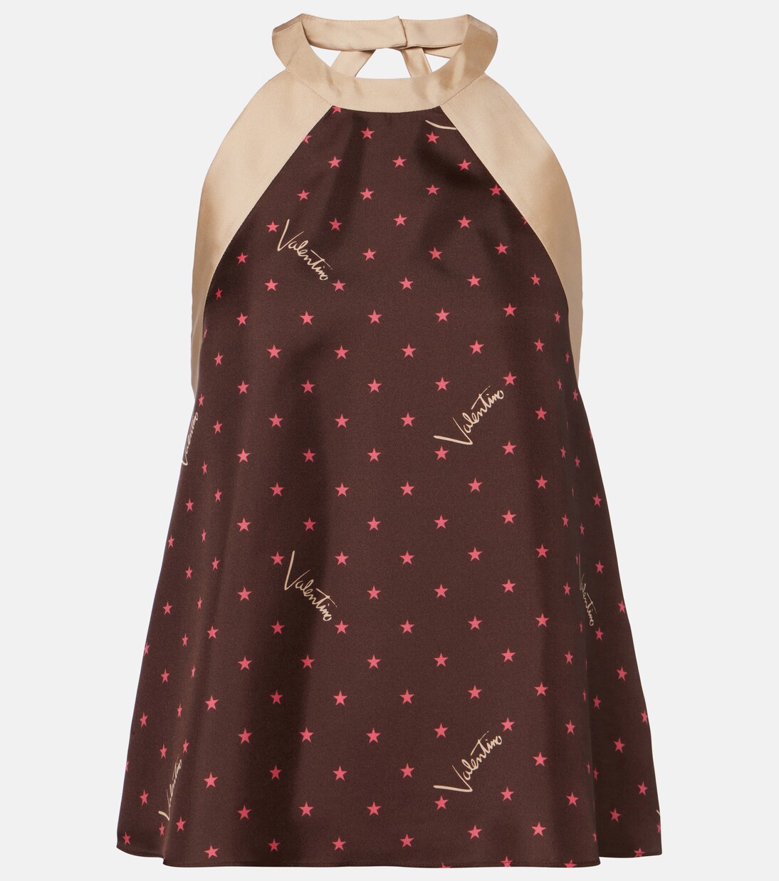 Printed halterneck silk twill top | Valentino