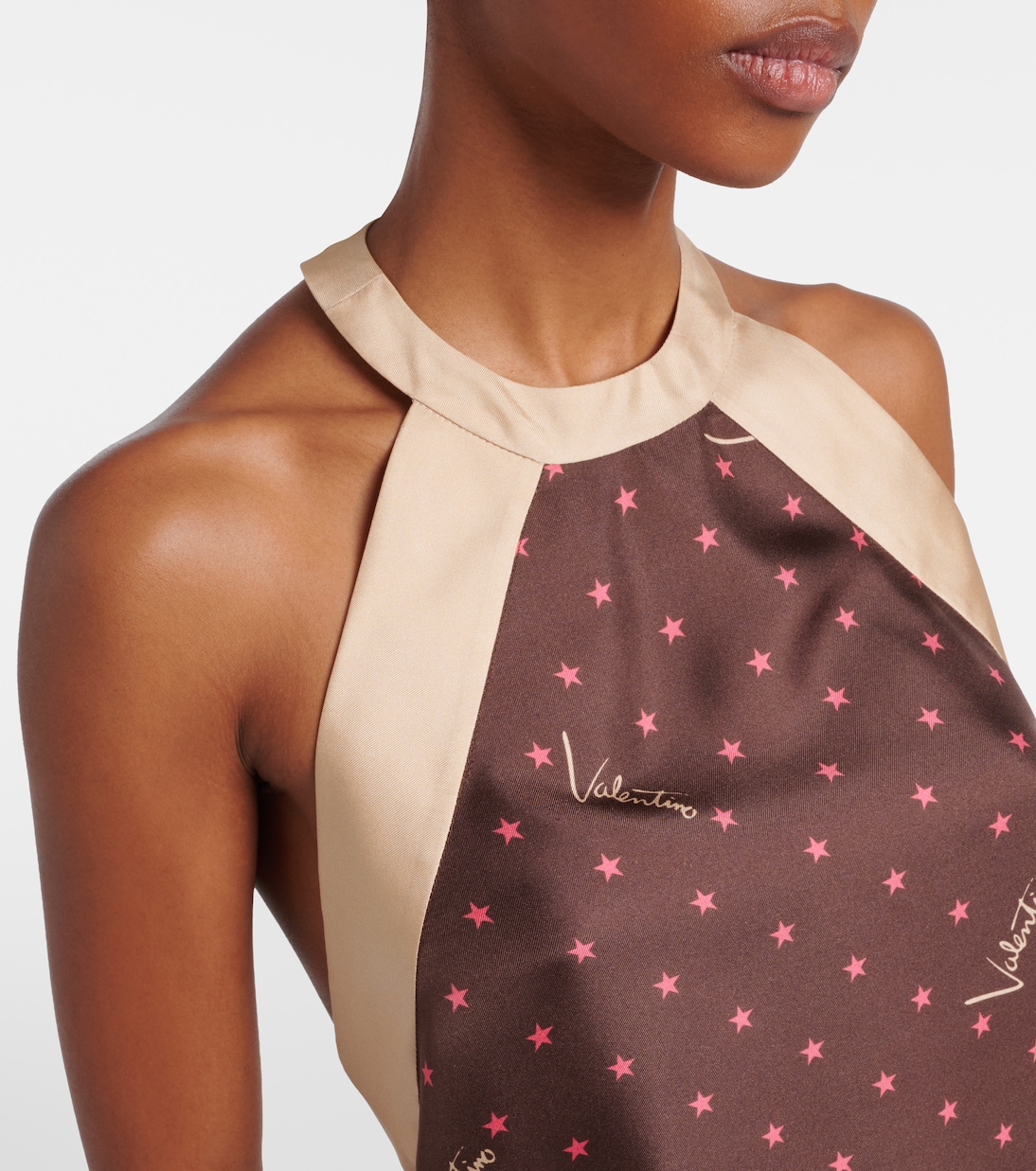 Printed halterneck silk twill top | Valentino