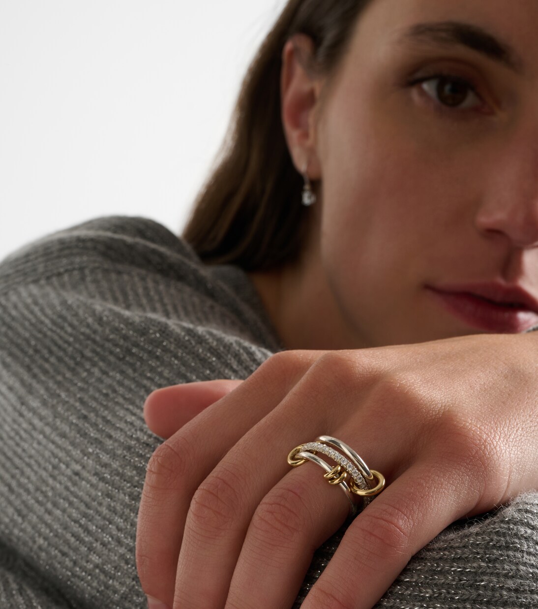 Raneth 925 sterling silver and 18kt gold ring with diamonds | Spinelli Kilcollin