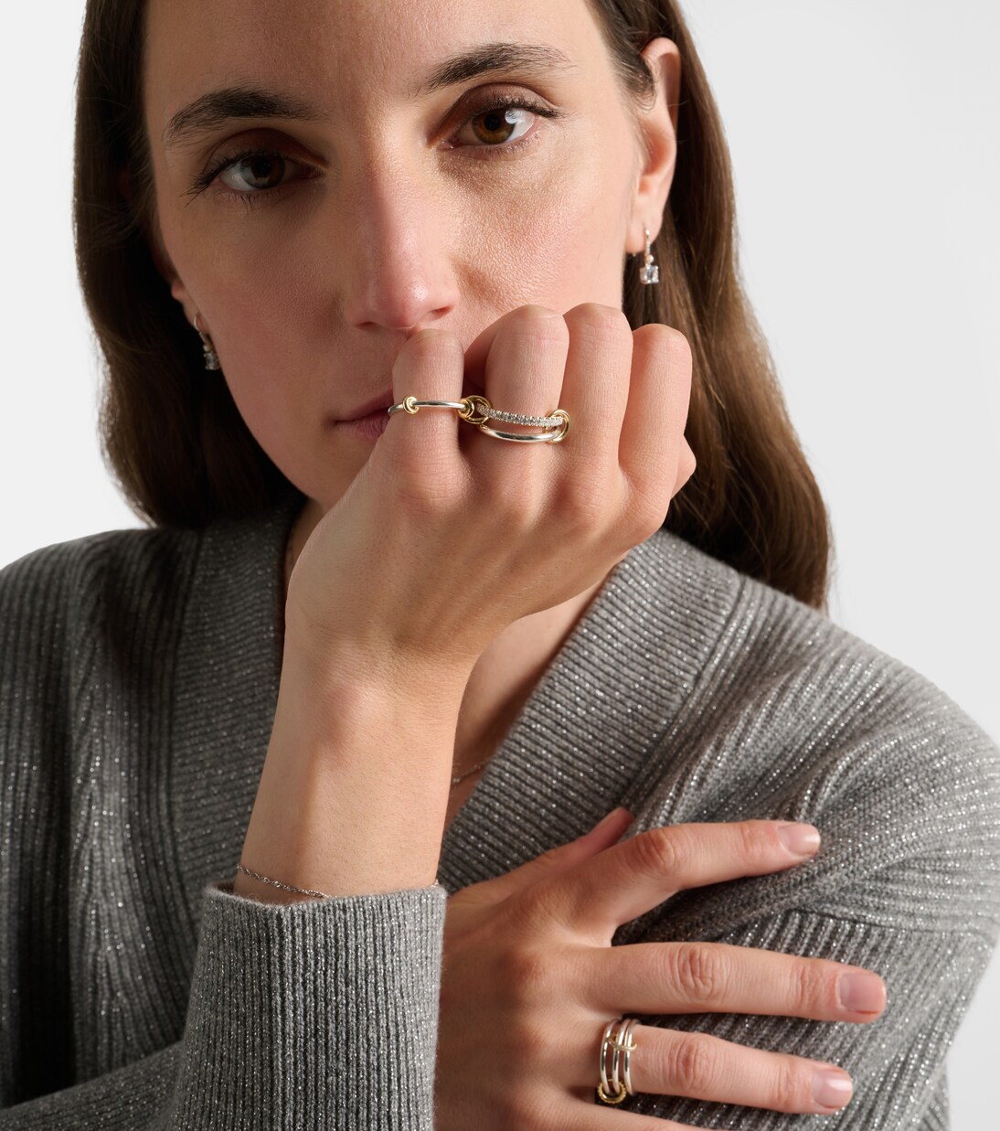 Raneth 925 sterling silver and 18kt gold ring with diamonds | Spinelli Kilcollin