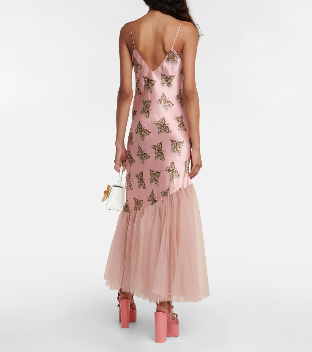 Robe imprimée en satin de soie et tulle | Rodarte