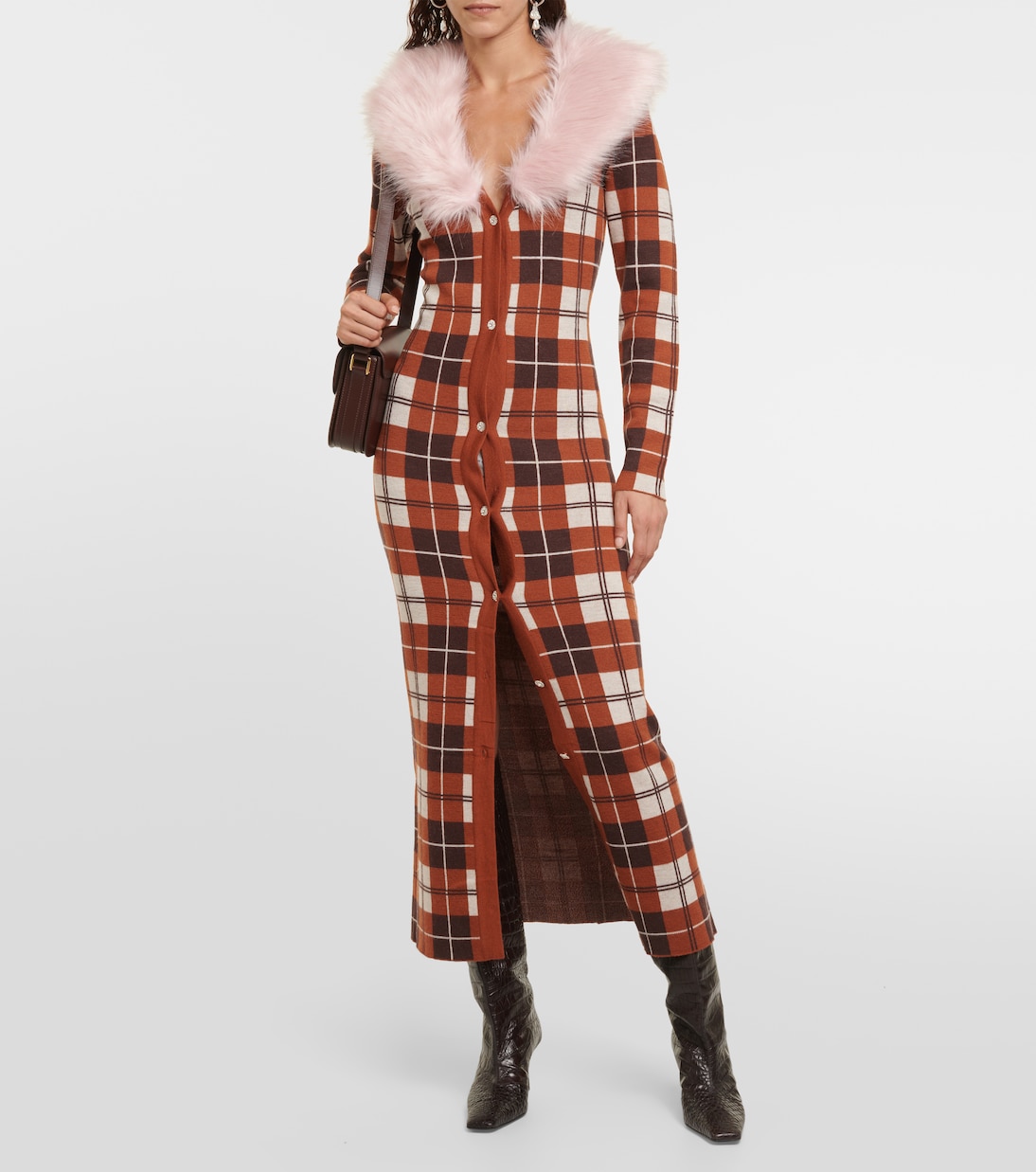 Robe midi Ravid en laine à carreaux | Dodo Bar Or