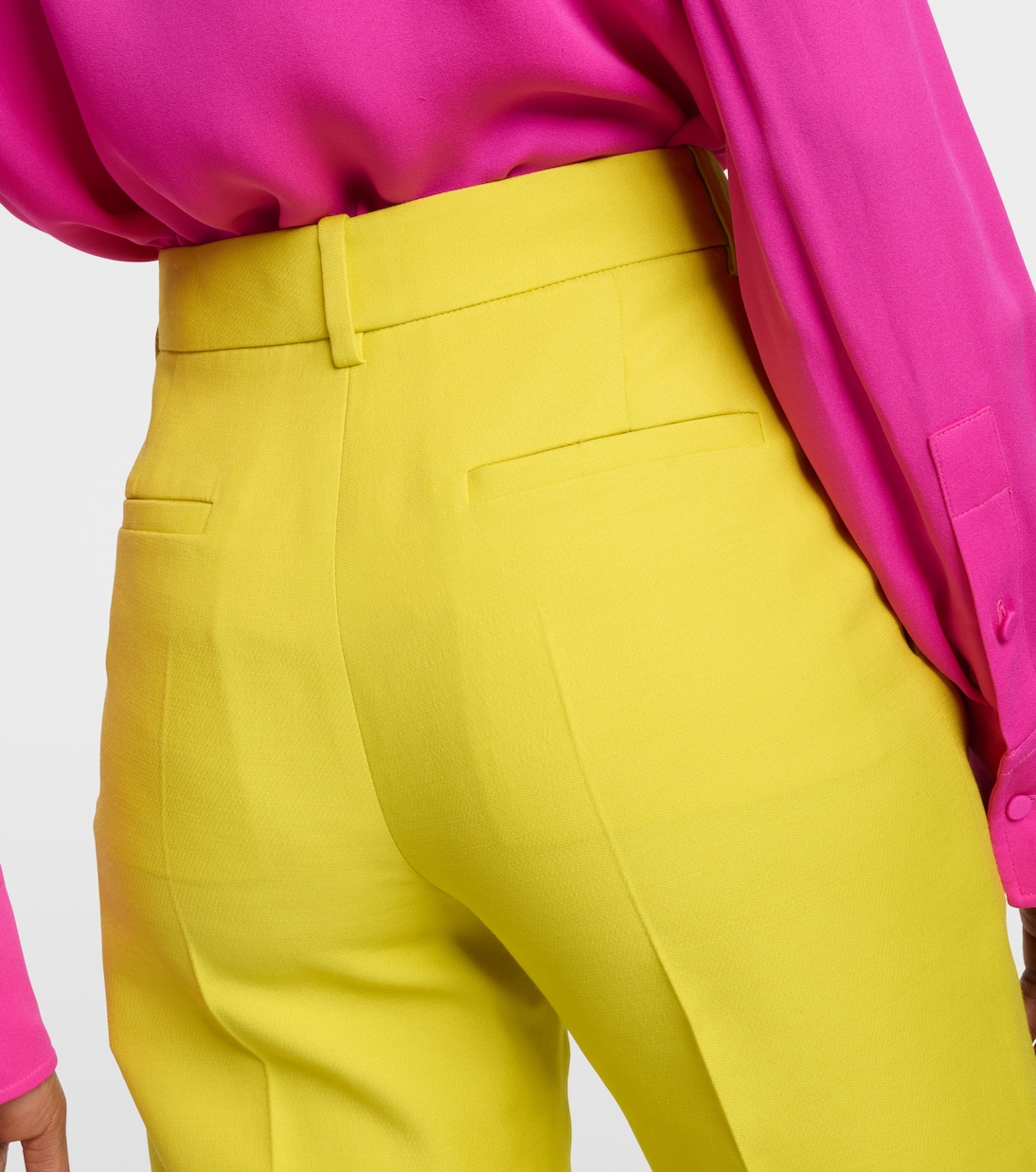 Pantalon droit à taille haute en Crêpe Couture | Valentino