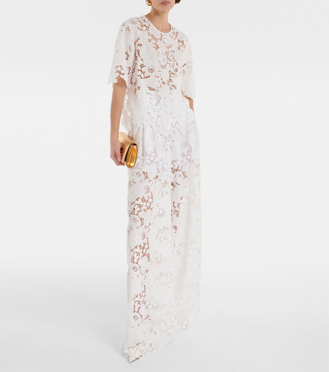 Weite High-Rise-Hose aus Spitze | Oscar de la Renta