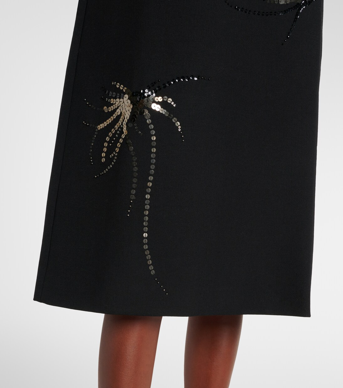 Bleistiftrock aus Wolle mit Pailletten | Jacques Wei