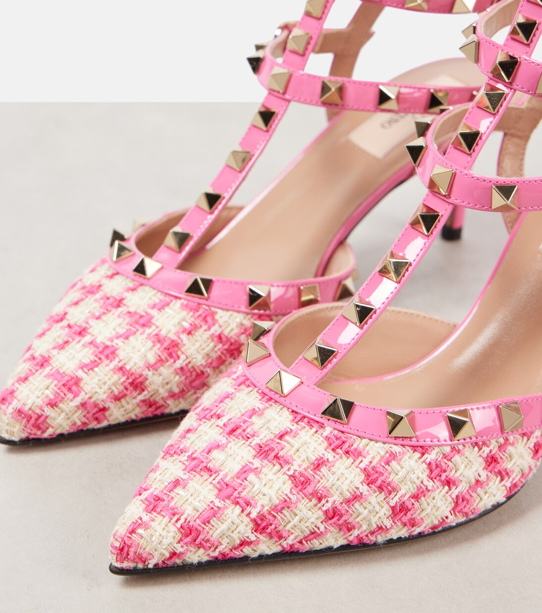 Rockstud 65 bouclé-trimmed leather pumps | Valentino Garavani