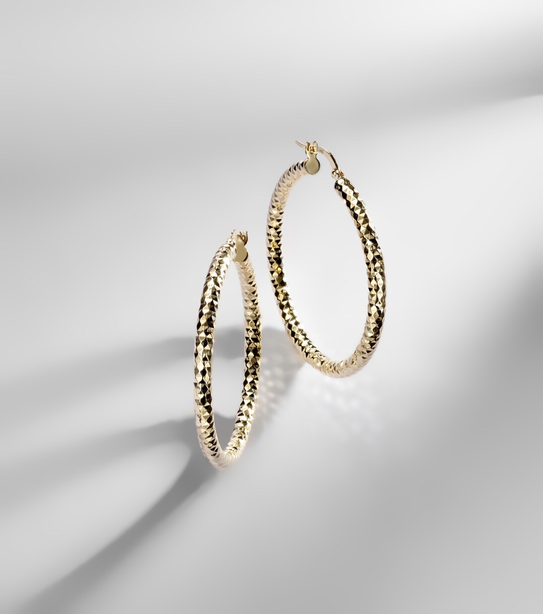Bold Sparkle Medium 14kt gold hoop earrings | Stone and Strand
