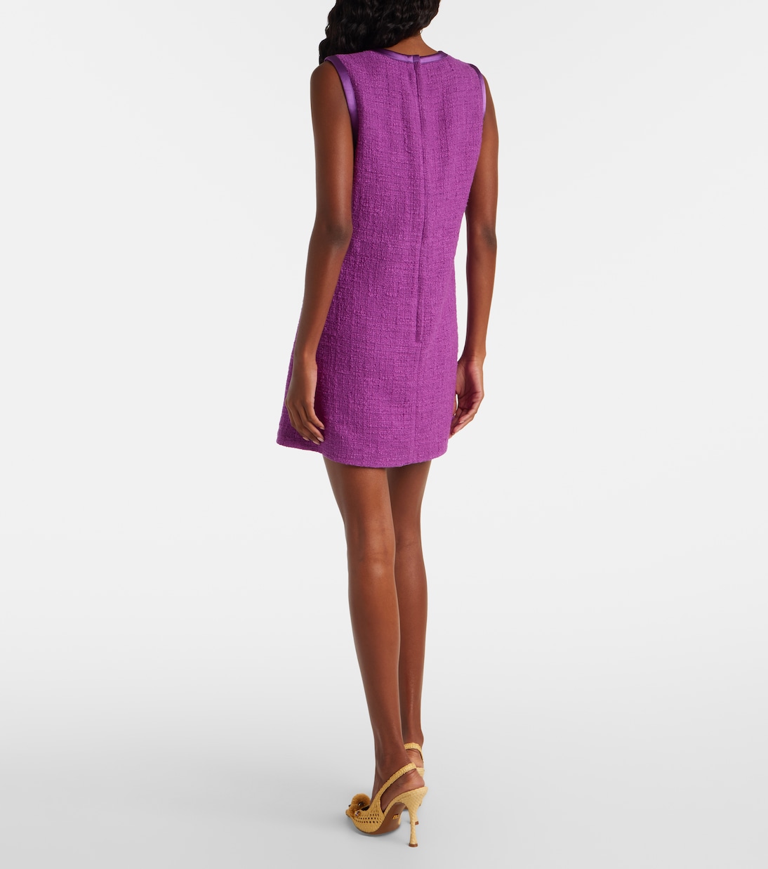 Vestido corto en mezcla de algodón y seda | Dolce&Gabbana