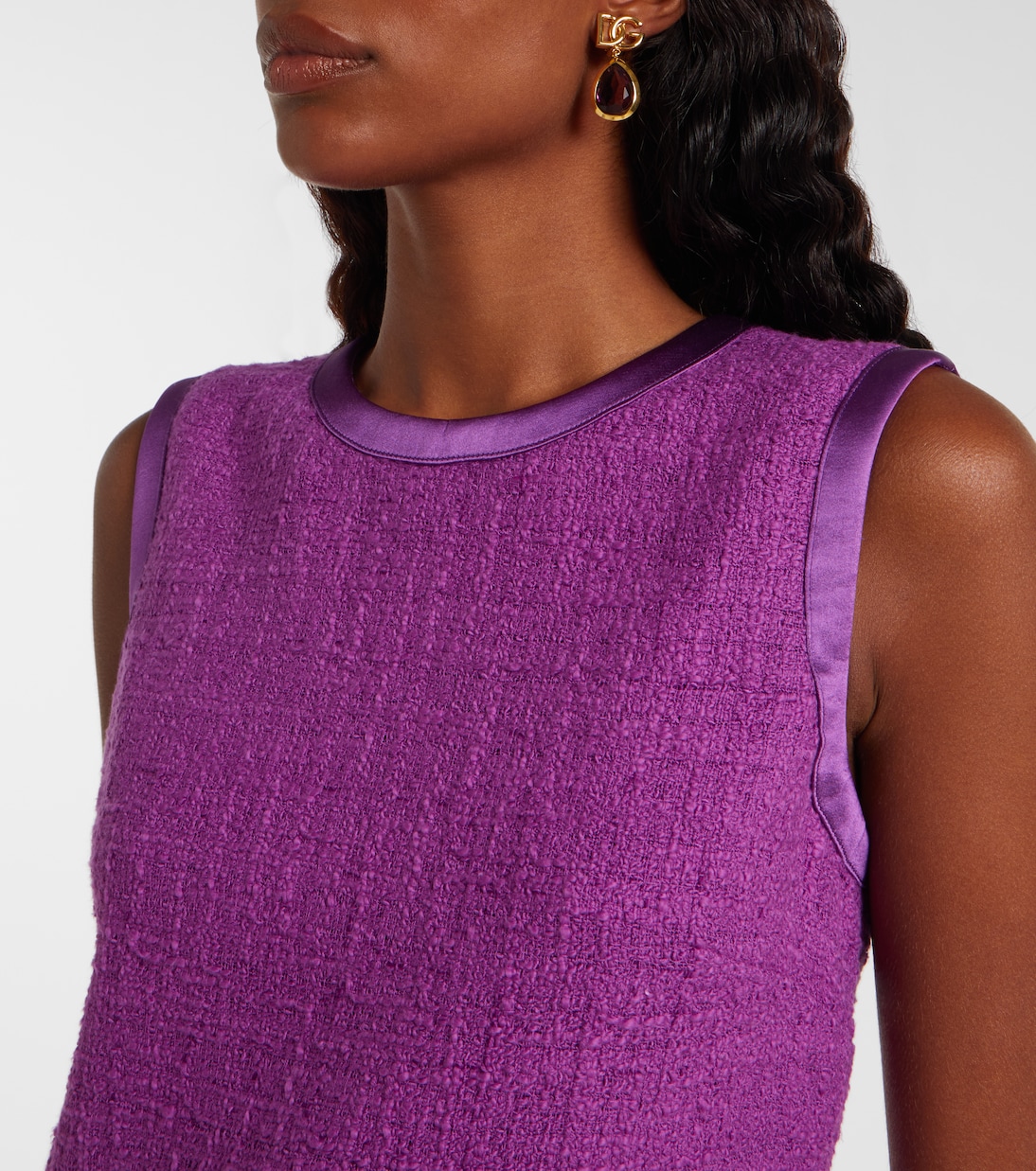 Vestido corto en mezcla de algodón y seda | Dolce&Gabbana