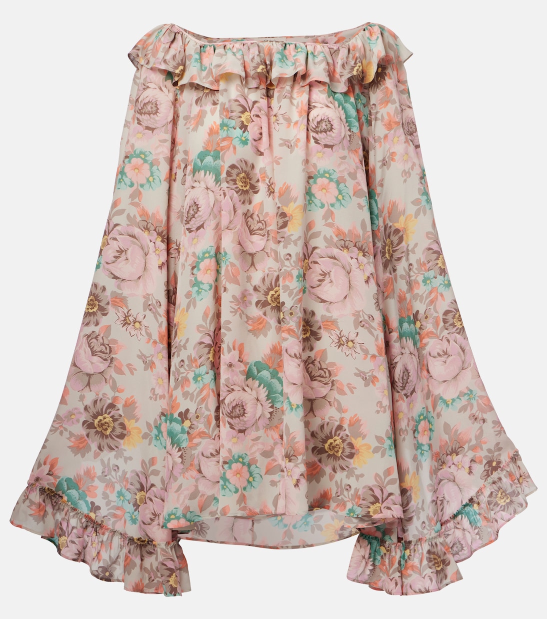 Ruffled silk crêpe de chine minidress | Chloé