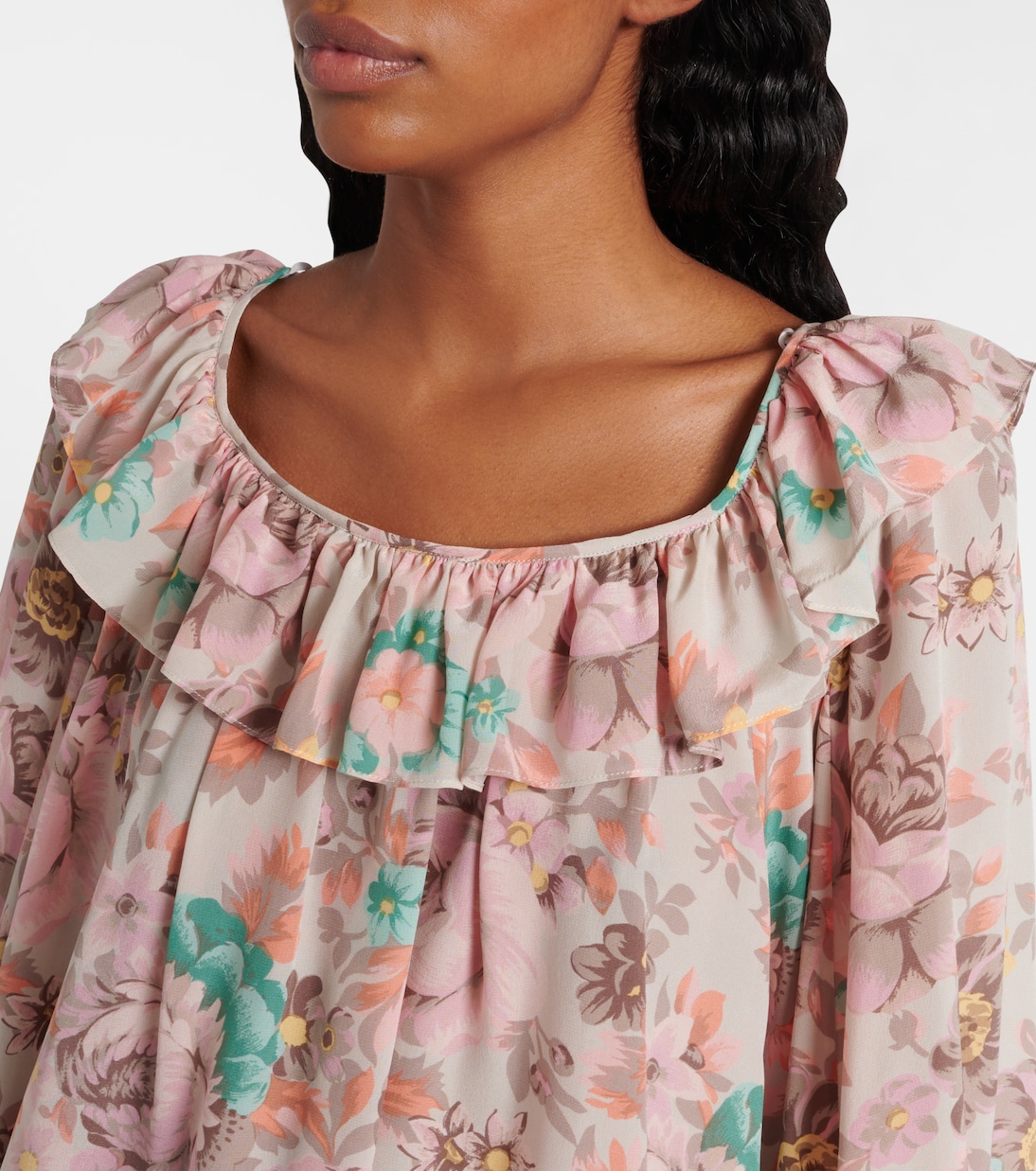 Ruffled silk crêpe de chine minidress | Chloé