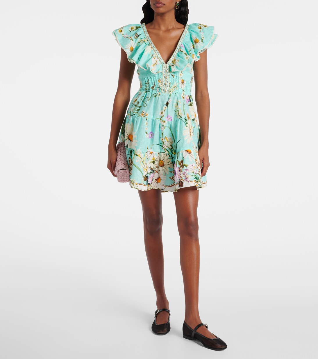 Robe Foral Freefall en lin à ornements | Camilla
