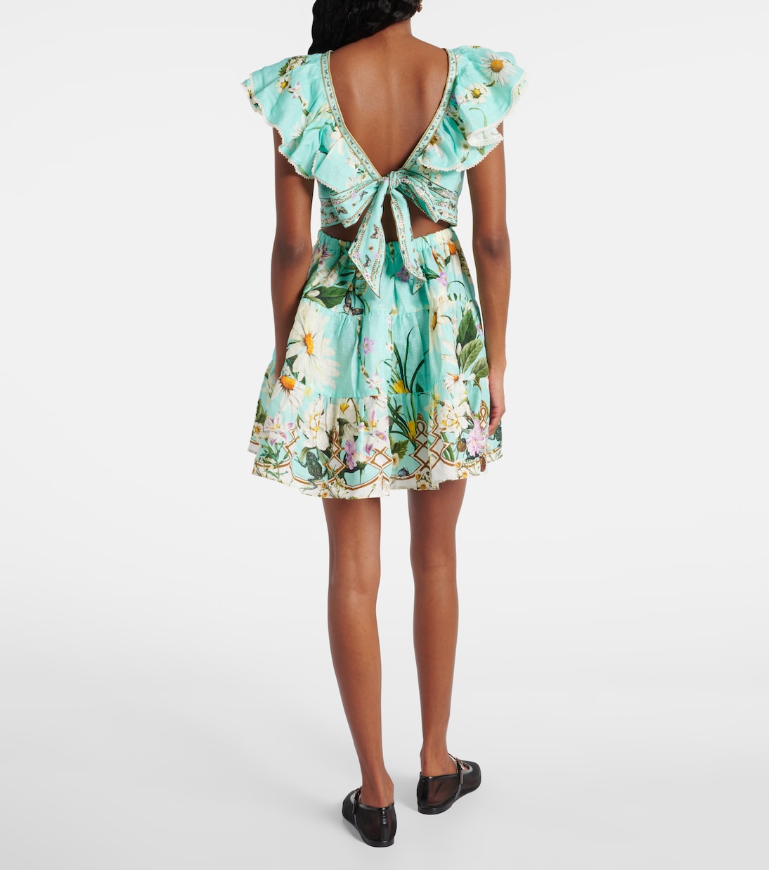 Robe Foral Freefall en lin à ornements | Camilla