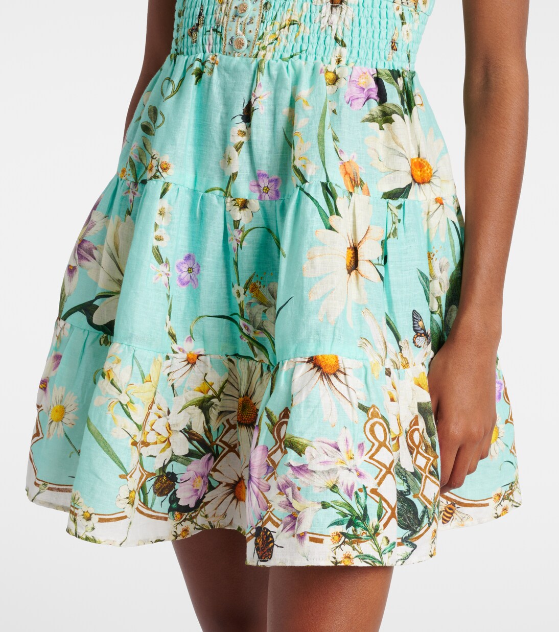 Robe Foral Freefall en lin à ornements | Camilla