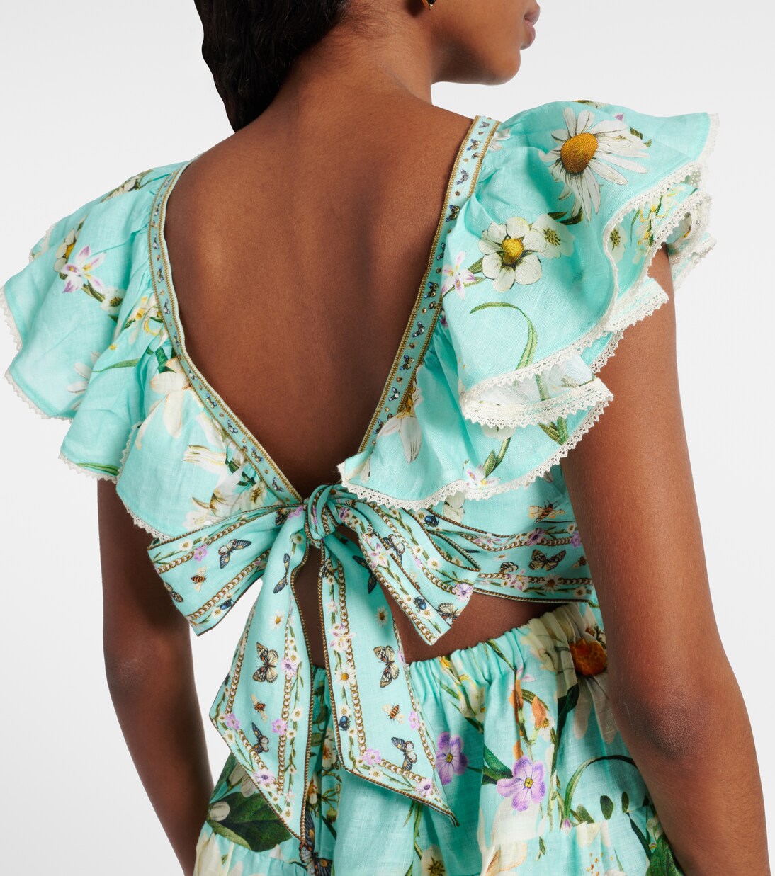 Robe Foral Freefall en lin à ornements | Camilla