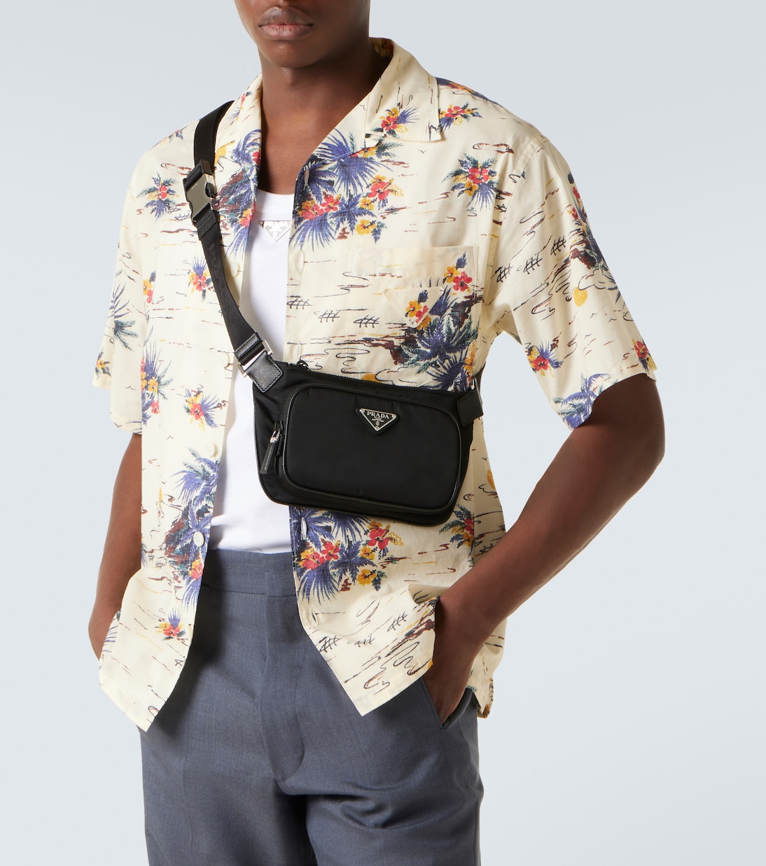 Re-Nylon leather-trimmed belt bag | Prada