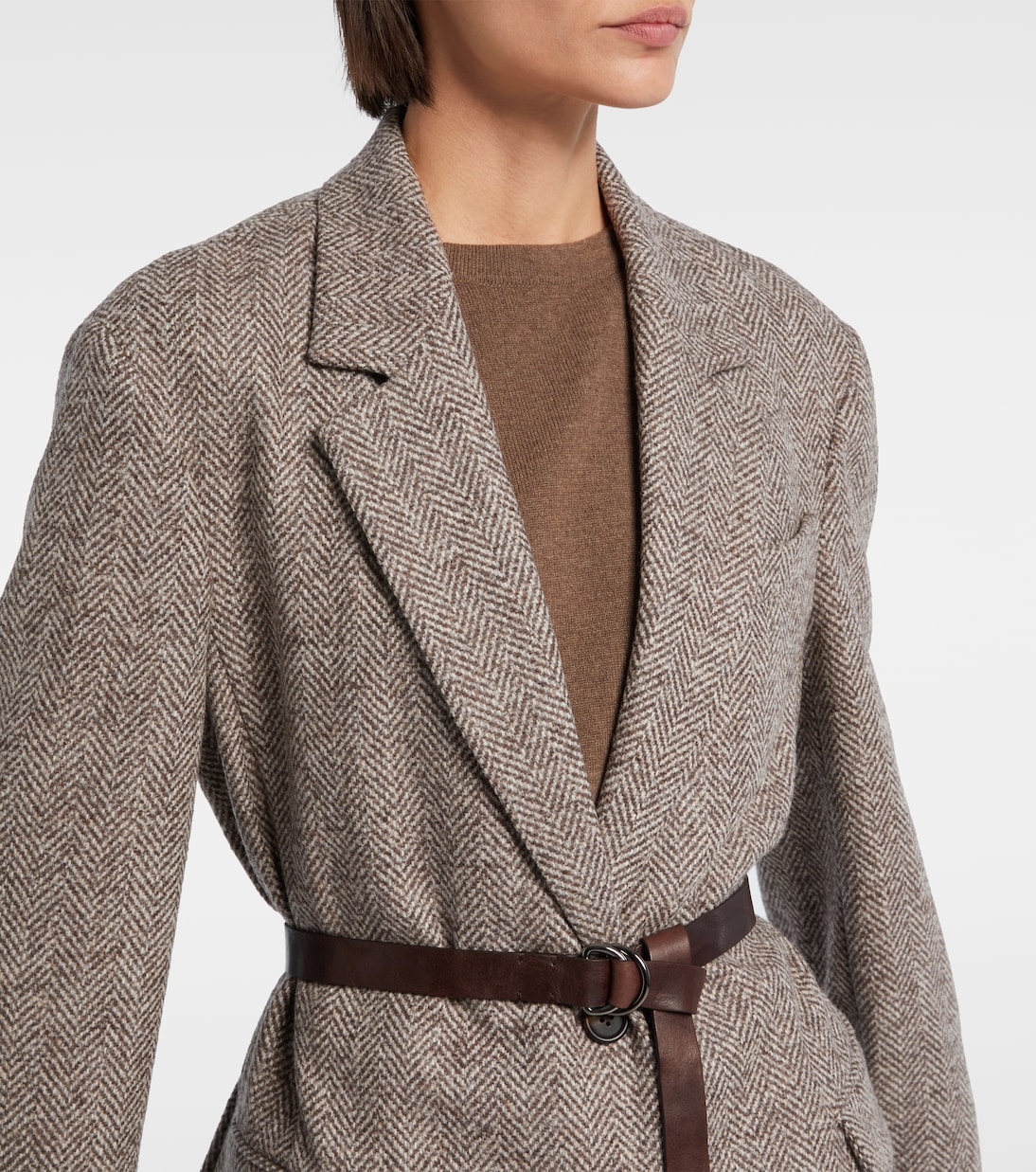 Blazer en mezcla de lana espigado | Brunello Cucinelli