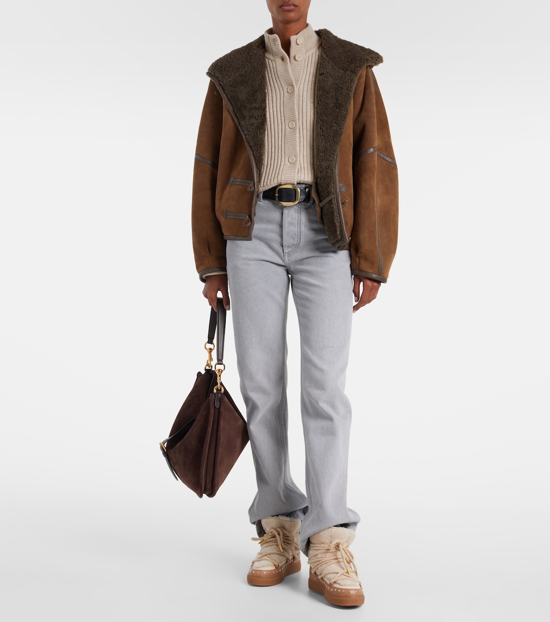 Schneestiefel Curly Rock aus Shearling und Leder | Inuikii