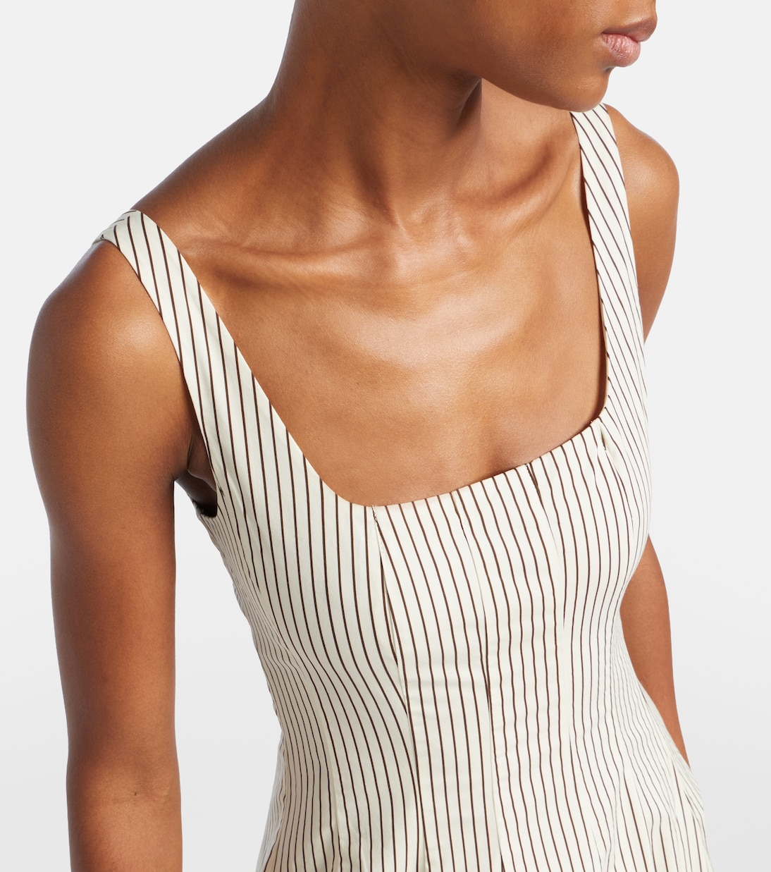 Striped pleated cotton midi dress | Staud