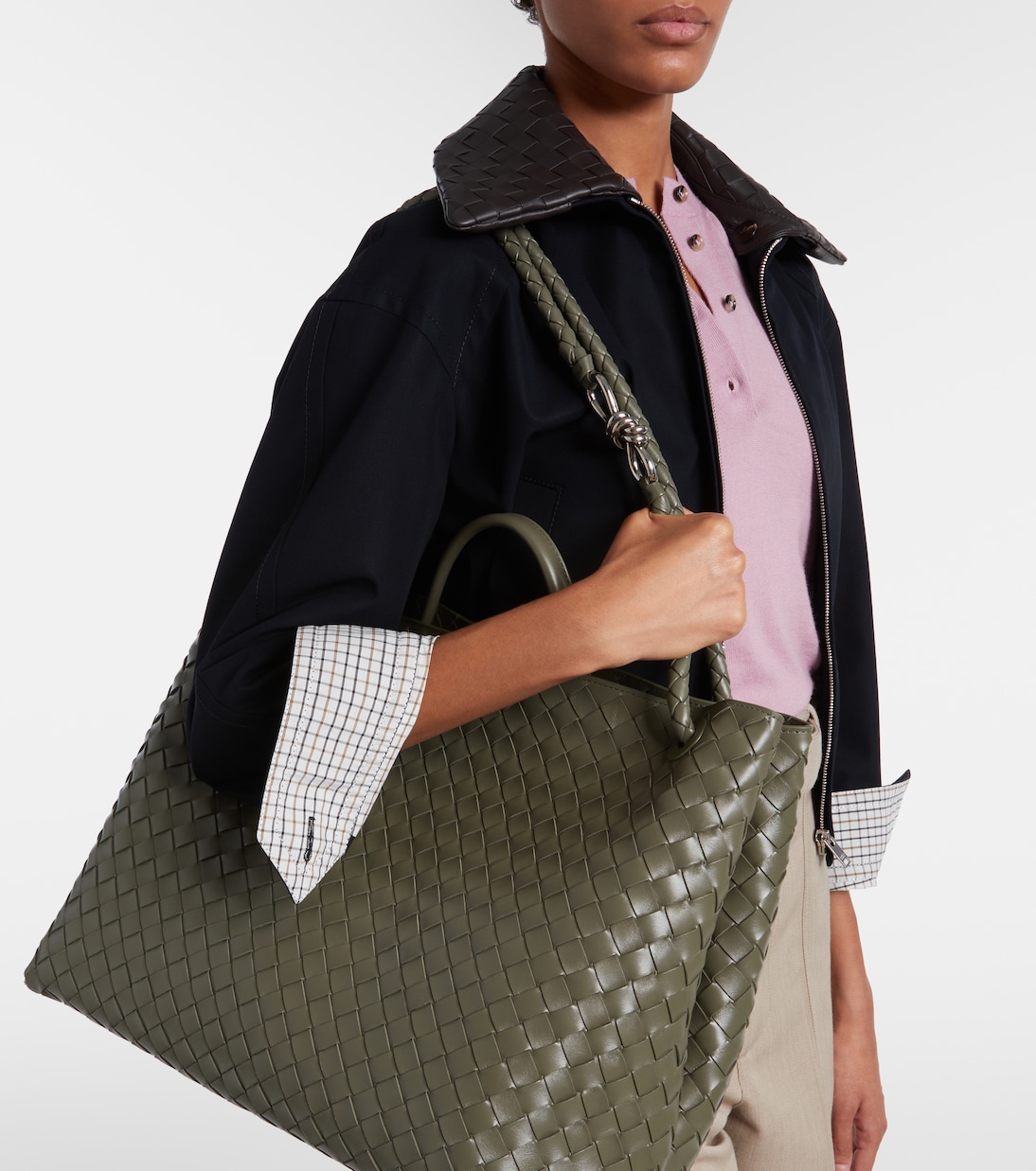 Andiamo Intrecciato Large leather tote bag | Bottega Veneta