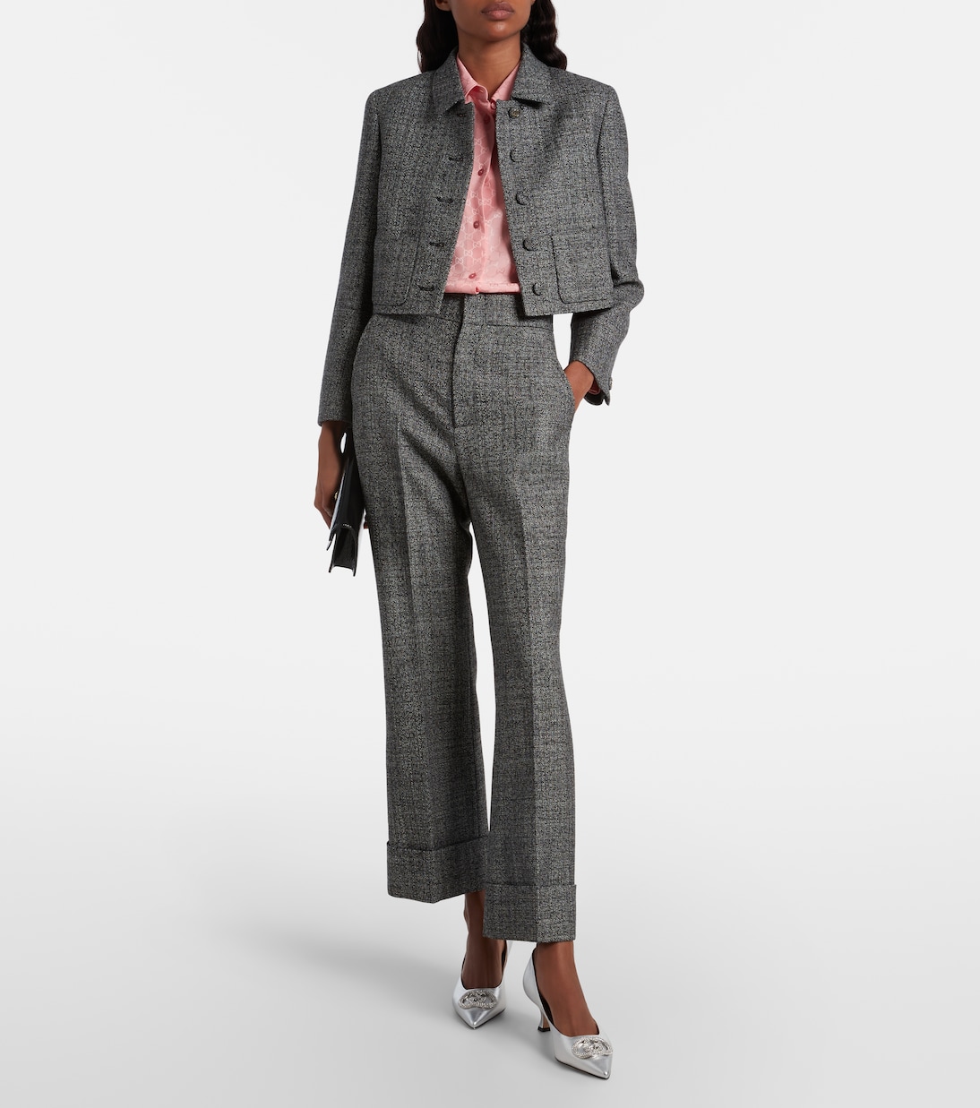 Gerade High-Rise-Hose aus Wolle | Gucci