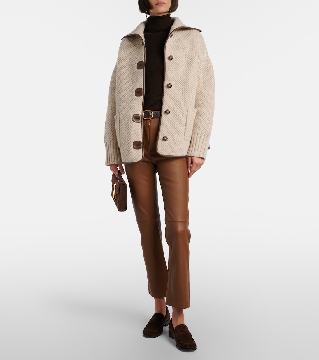 Cropped leather bootcut pants | Joseph