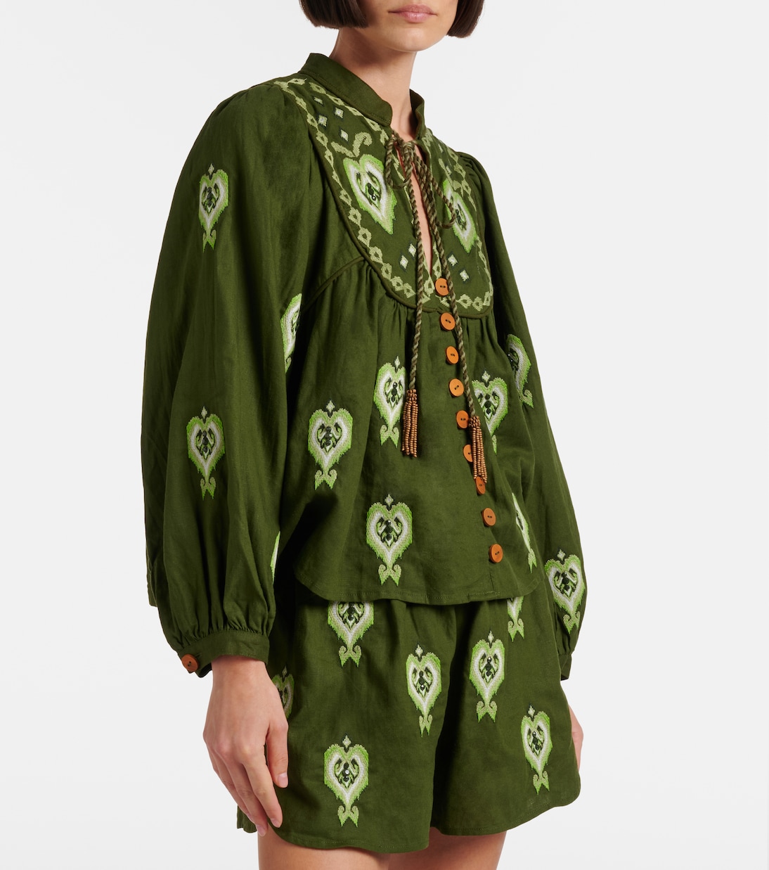 Bedruckte Bluse aus einem Leinengemisch | Farm Rio