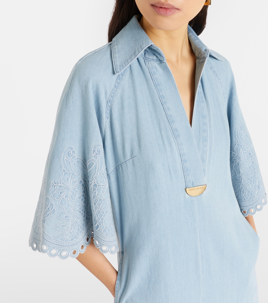 Besticktes Midikleid Daylight aus Denim | Zimmermann