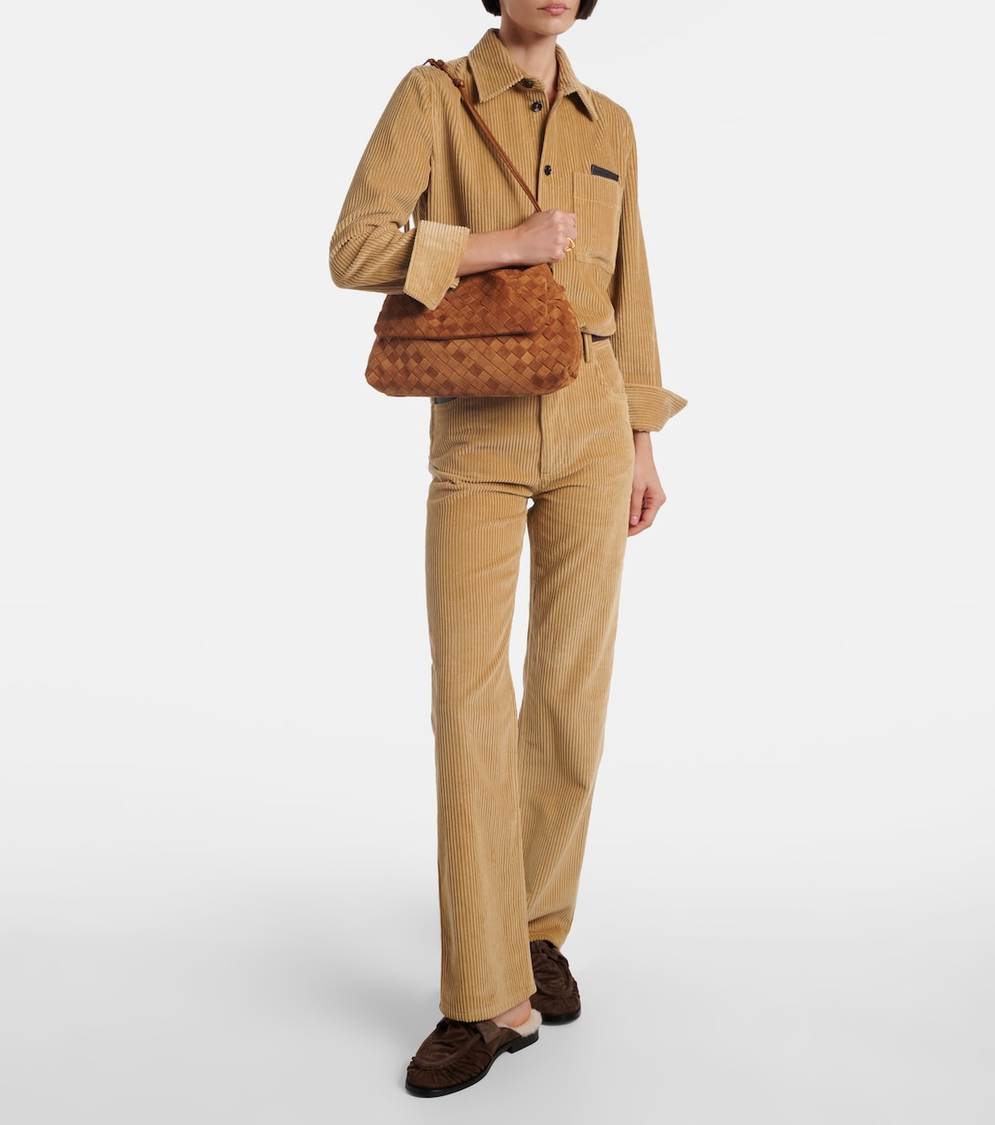 Schultertasche Giorno aus Veloursleder | Bottega Veneta