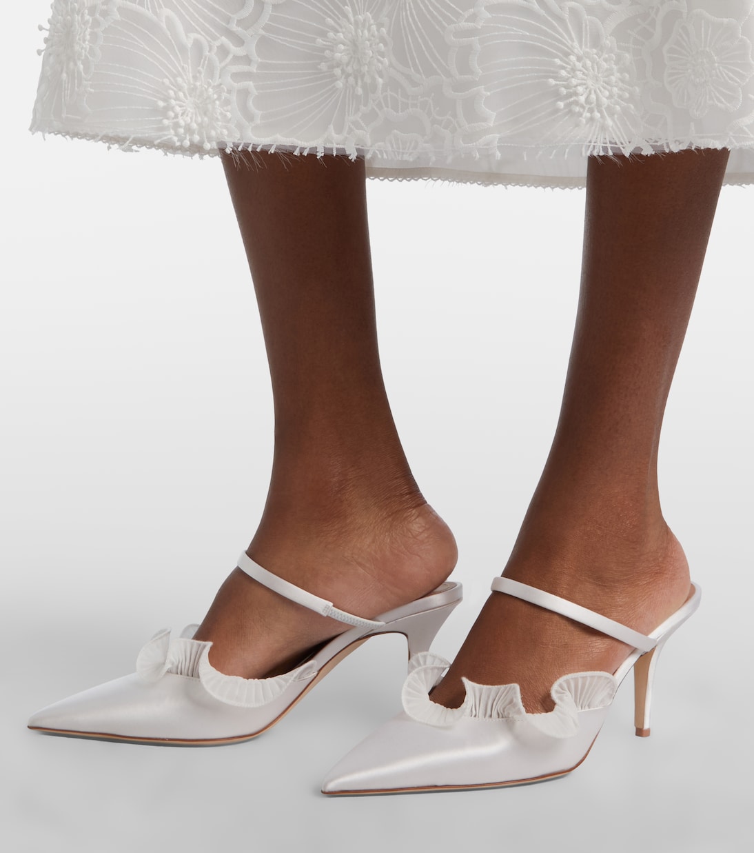 Cecile 70 ruffled satin mules | Malone Souliers