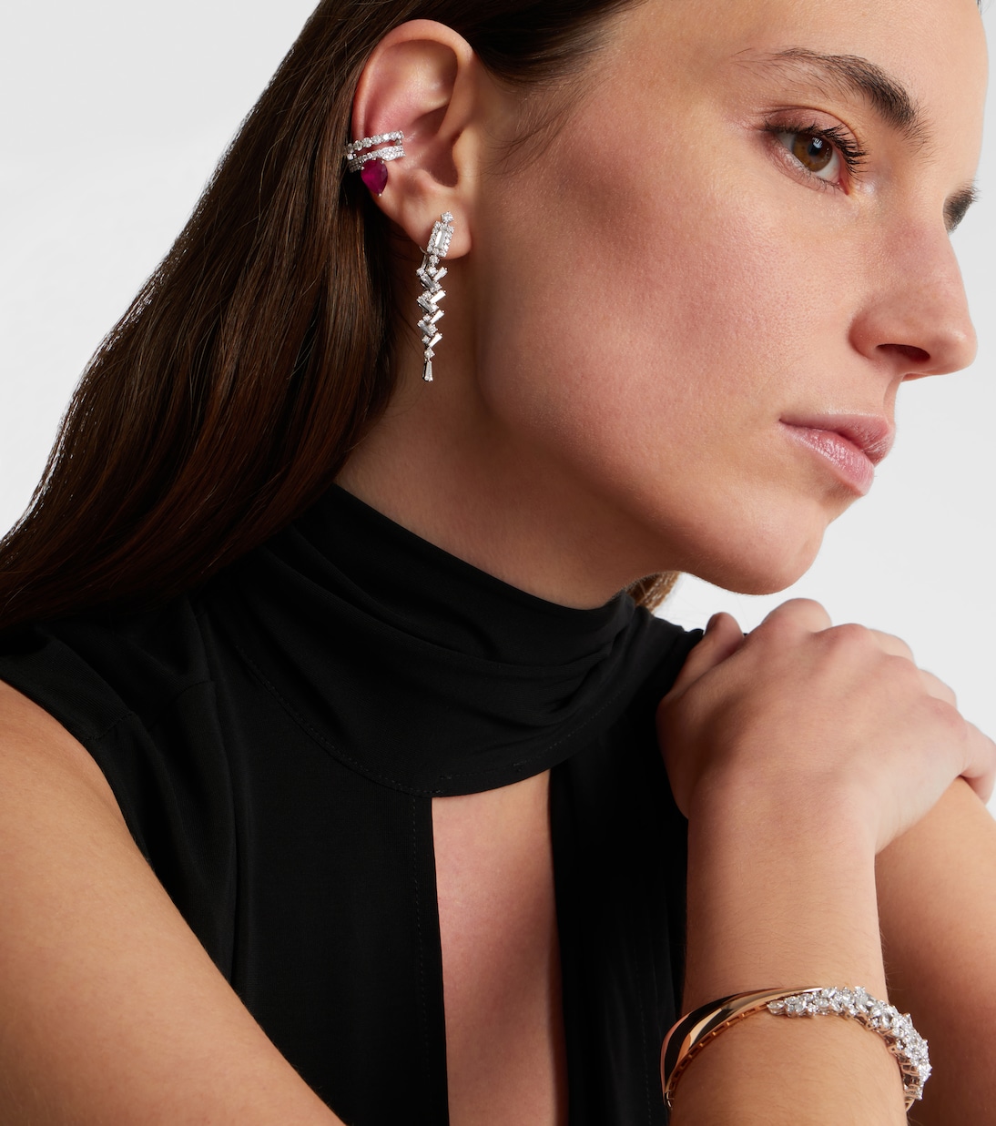 Pendientes de oro blanco de 18 ct (750/1000) con diamantes | Yeprem