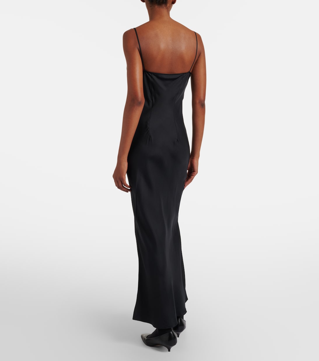 Abito midi Barina in seta con pizzo | The Row