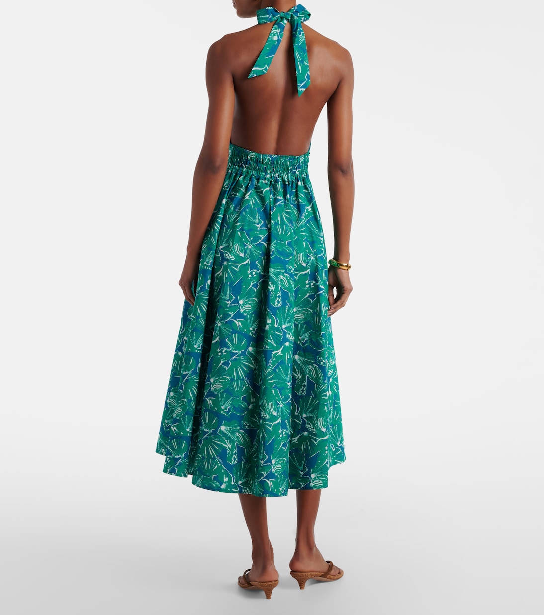 Printed halterneck cotton midi dress | Max Mara