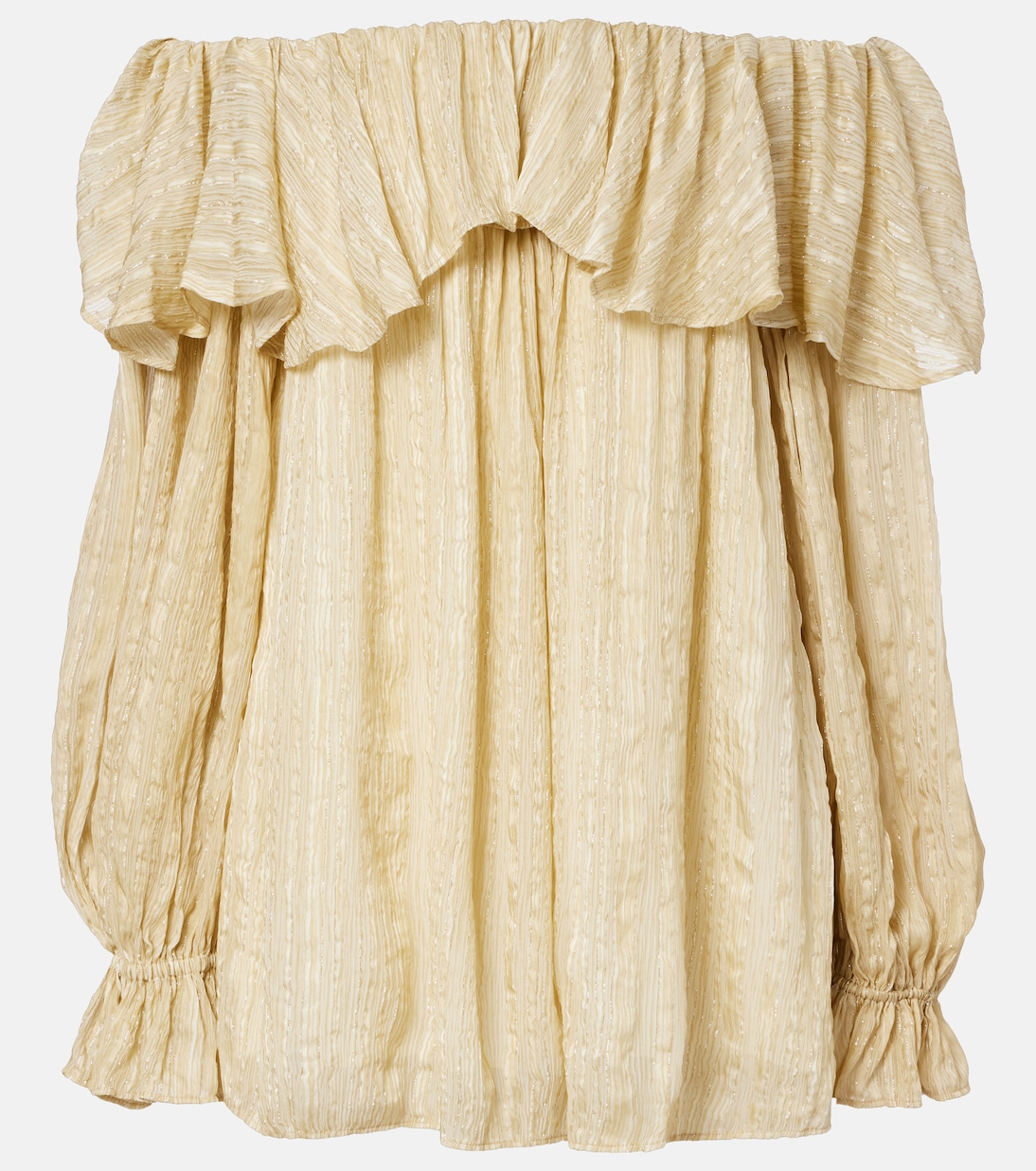 Ruffled striped silk-blend top | Xu Zhi