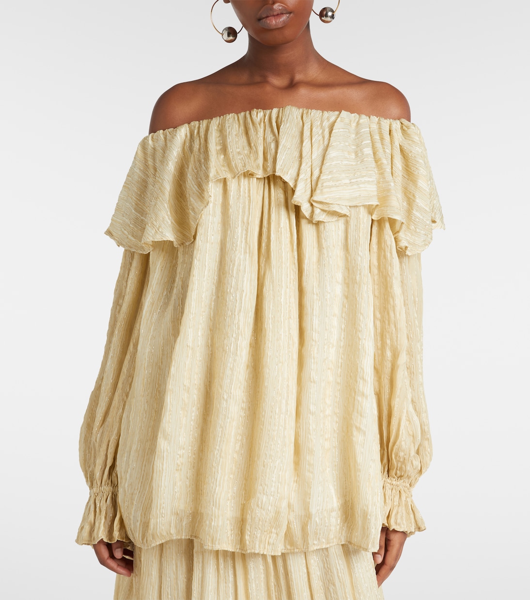 Ruffled striped silk-blend top | Xu Zhi