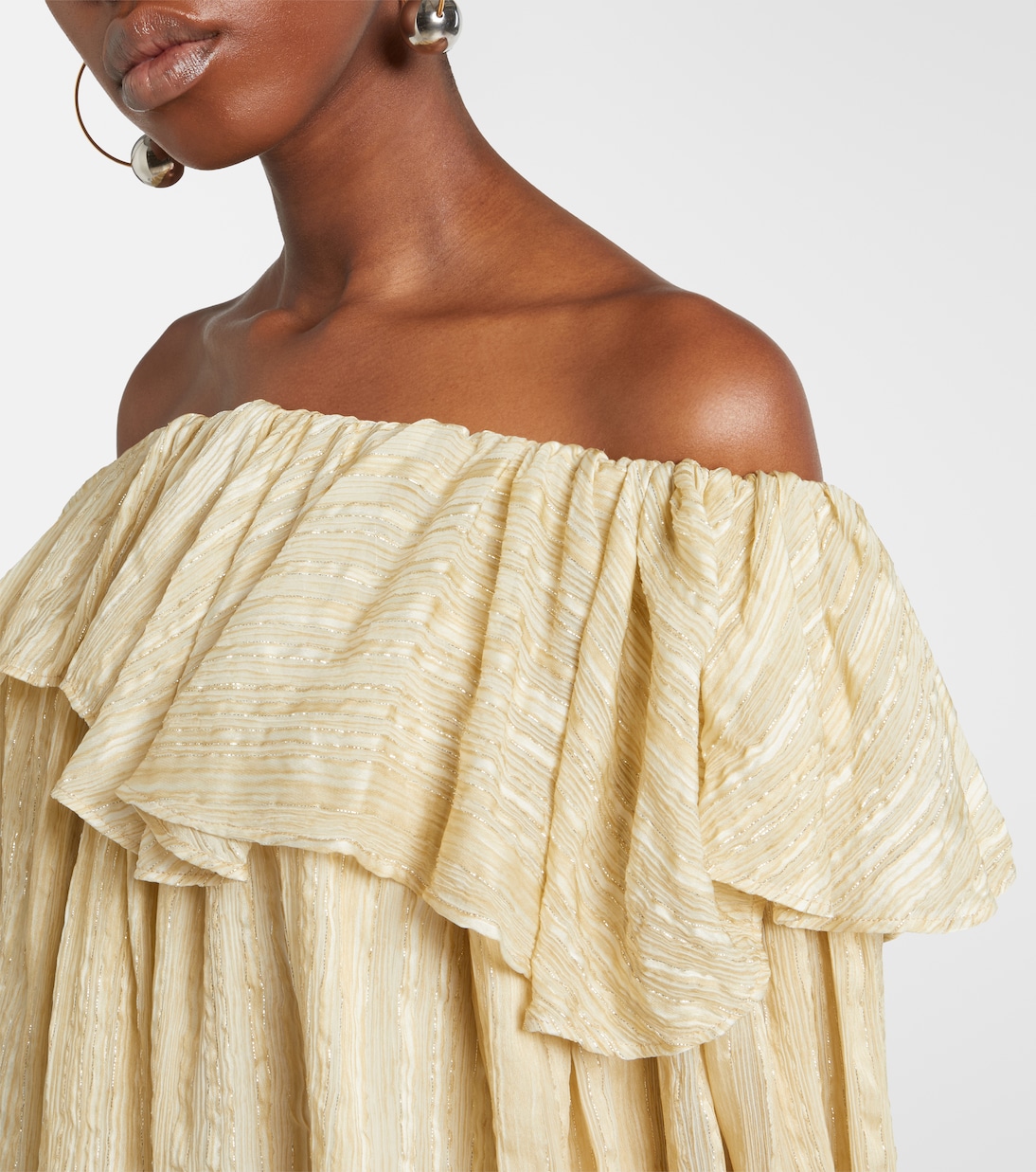 Ruffled striped silk-blend top | Xu Zhi