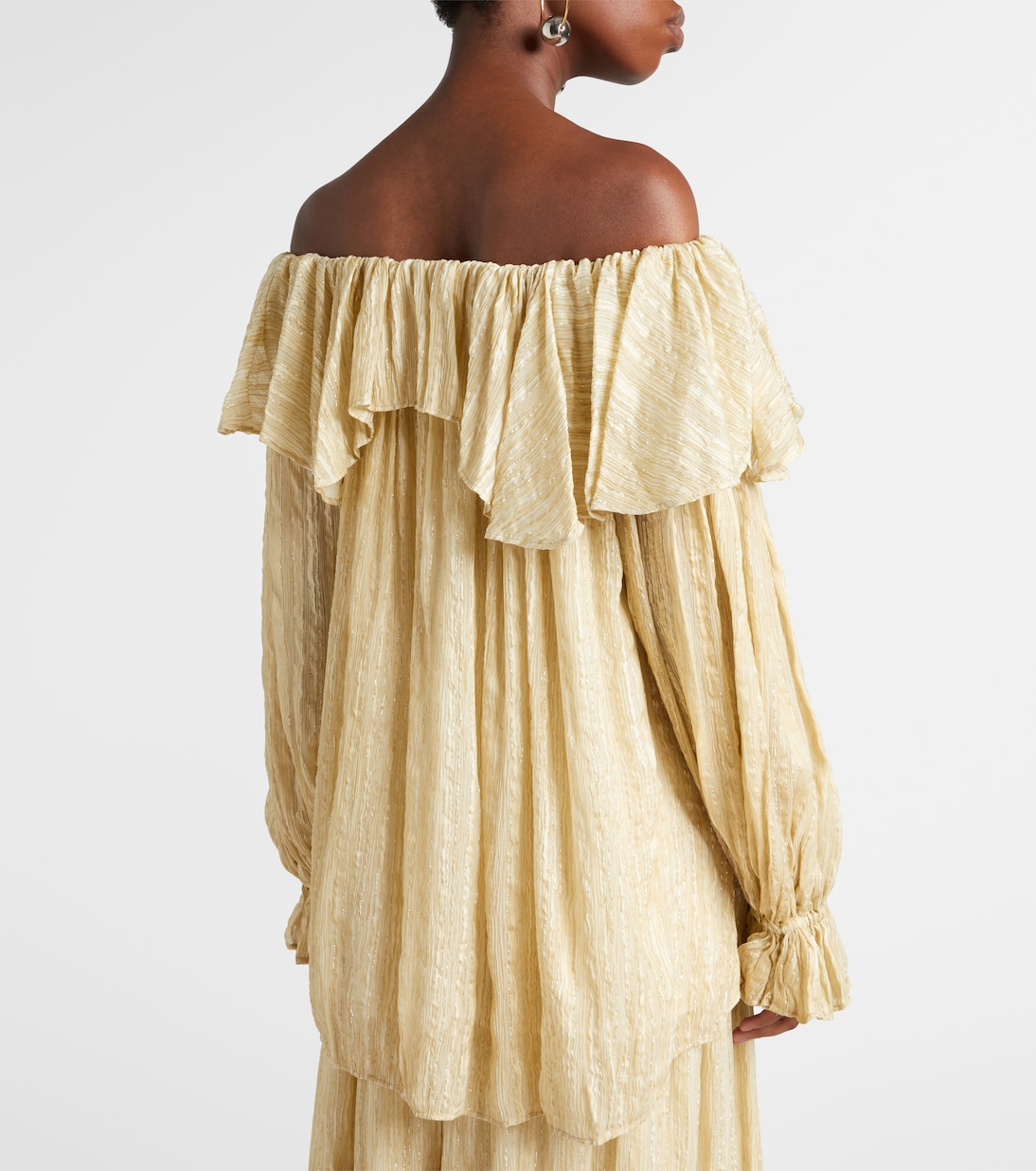 Ruffled striped silk-blend top | Xu Zhi