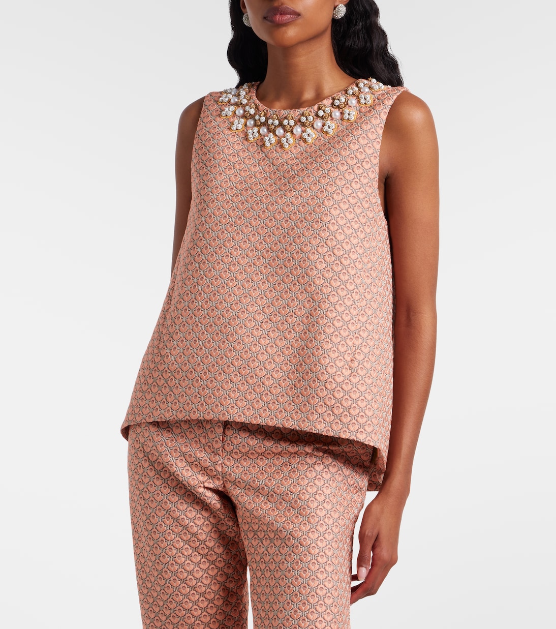 Top La Scala de jacquard floral adornado | La DoubleJ