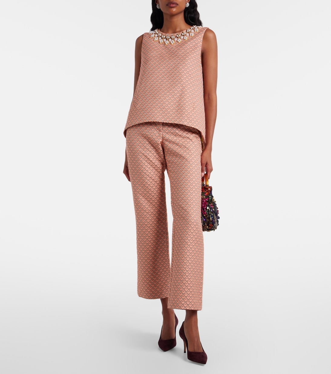 Top La Scala de jacquard floral adornado | La DoubleJ