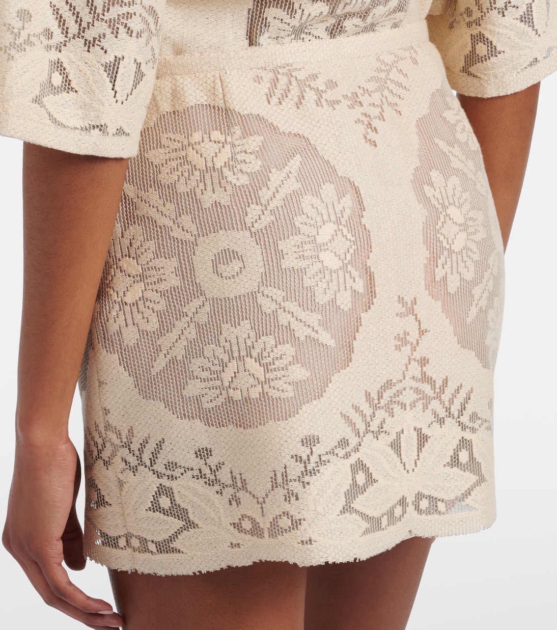 Floral cotton-blend miniskirt | Valentino
