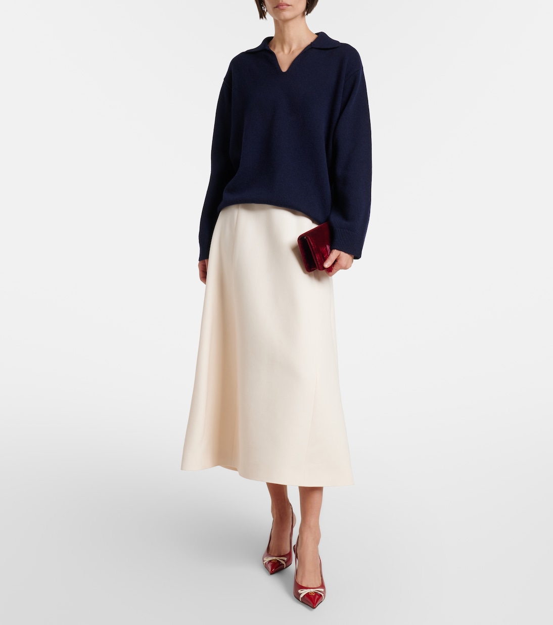 VGold Crepe Couture midi skirt | Valentino
