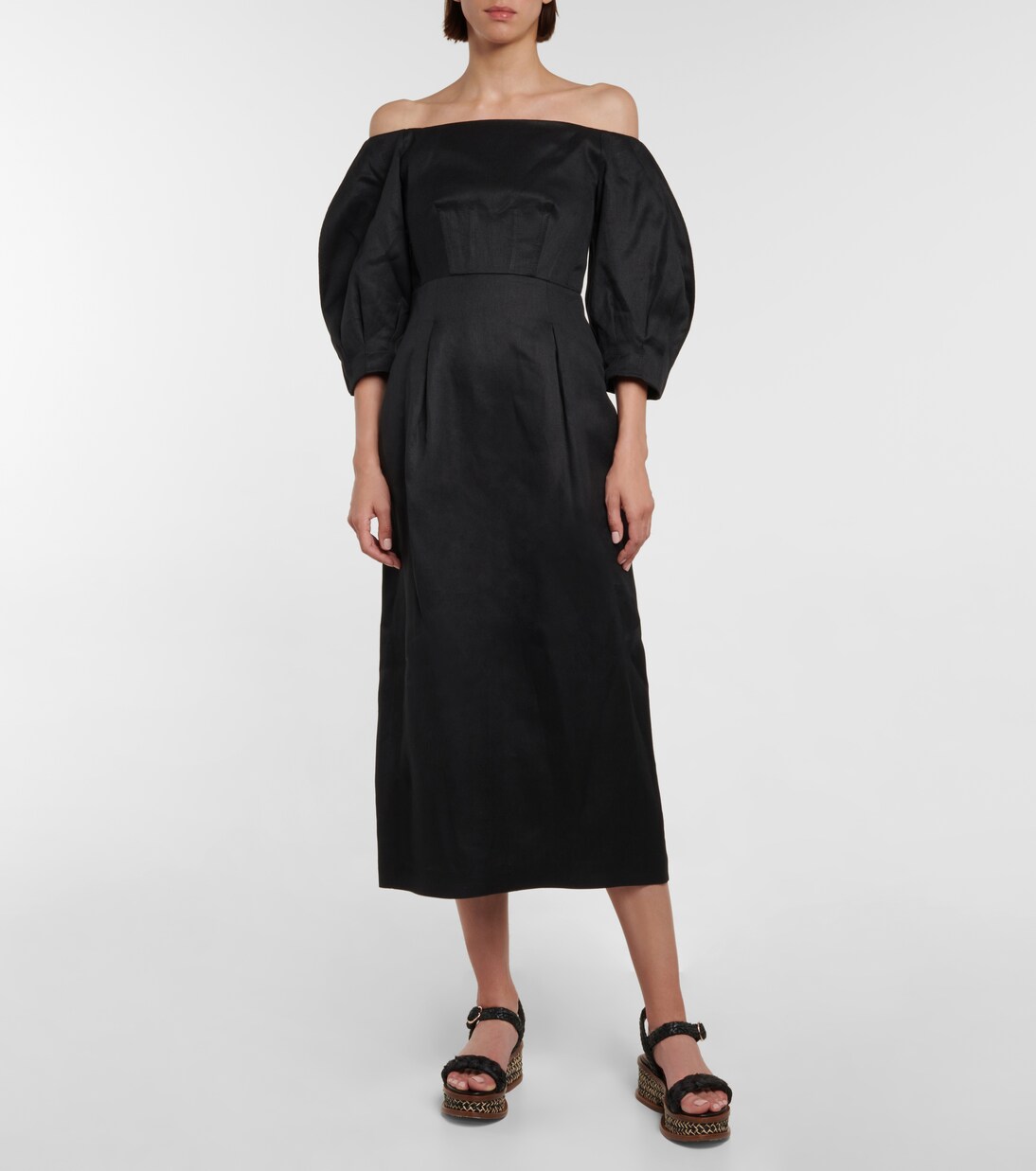 Robe midi Majano à encolure bardot en lin | Gabriela Hearst