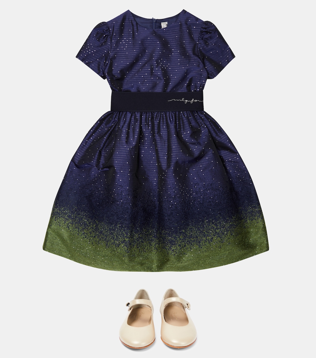 Glitter-embellished satin dress | Il Gufo